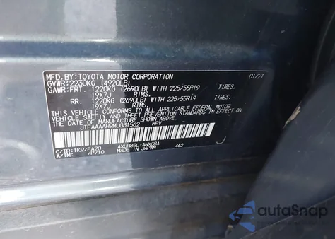 2021 Toyota Venza Xle from USA, damaged, VIN JTEAAAAH9MJ031562